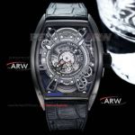 Replica Franck Muller Curvex CX Skeleton All Black Case Leather Strap Watch